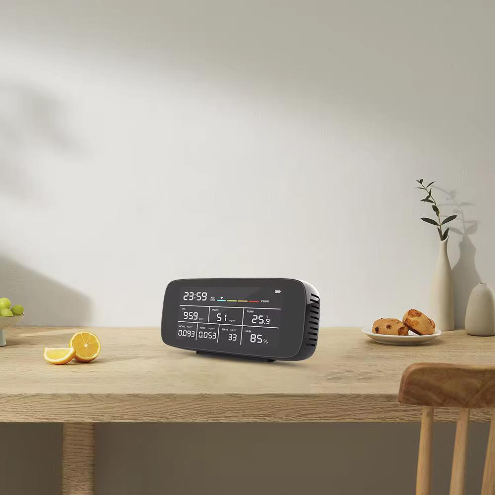 Air Quality Monitor 9-IN-1, CO2, Temperature, Humidity, Formaldehyde TVOC AQI Tester, Professional PM2.5 PM10 PM1.0 Particle Counter for Indoor/Outdoor, Air Quality Meter w/Alarm Thresholds